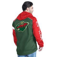 Minnesota Wild G-III Sports by Carl Banks Lateral Half-Zip Hoodie Jacket - Green/Red Hoodies