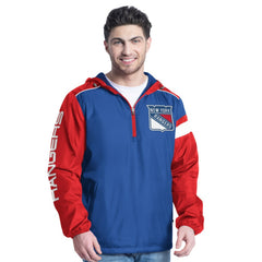 New York Rangers G-III Sports by Carl Banks Lateral Half-Zip Hoodie Jacket - Blue/Red Hoodies