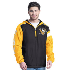 Pittsburgh Penguins G-III Sports by Carl Banks Lateral Half-Zip Hoodie Jacket - Black/Gold Hoodies