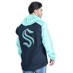 Seattle Kraken G-III Sports by Carl Banks Lateral Half-Zip Hoodie Jacket - Deep Sea Blue/Light Blue Hoodies