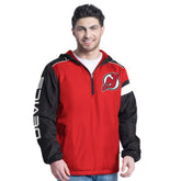 New Jersey Devils G-III Sports by Carl Banks Lateral Half-Zip Hoodie Jacket - Red/Black Jerseys