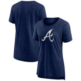 Atlanta Braves Women's Weathered Official Logo Tri-Blend T-Shirt Navy