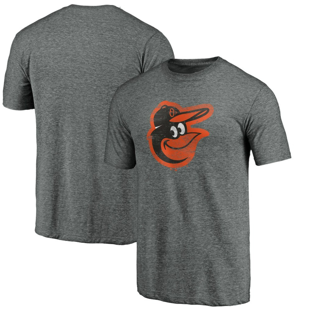 Baltimore Orioles Weathered Official Logo Tri-Blend T-Shirt Heather Gray