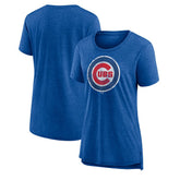 Chicago Cubs Women's Weathered Official Logo Tri-Blend T-Shirt Royal