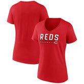 Cincinnati Reds Women's Primary Play V-Neck T-Shirt Red