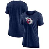 Cleveland Guardians Women's Weathered Official Logo Tri-Blend T-Shirt Navy
