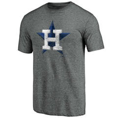Houston Astros Weathered Official Logo Tri-Blend T-Shirt Heather Gray