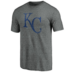 Kansas City Royals Weathered Official Logo Tri-Blend T-Shirt Heather Gray