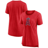 Los Angeles Angels Women's Weathered Official Logo Tri-Blend T-Shirt Red