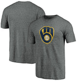 Milwaukee Brewers Weathered Official Logo Tri-Blend T-Shirt Heather Gray