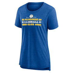 Milwaukee Brewers Women's Power Swing Tri-Blend T-Shirt Royal