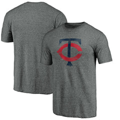 Minnesota Twins Weathered Official Logo Tri-Blend T-Shirt Heather Gray