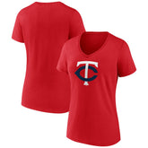 Minnesota Twins Women's Official Logo V-Neck T-Shirt Red