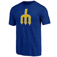 Seattle Mariners Cooperstown Official Logo Tri-Blend T-Shirt Royal