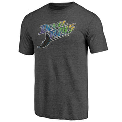 Tampa Bay Rays Cooperstown Official Logo Tri-Blend T-Shirt Charcoal