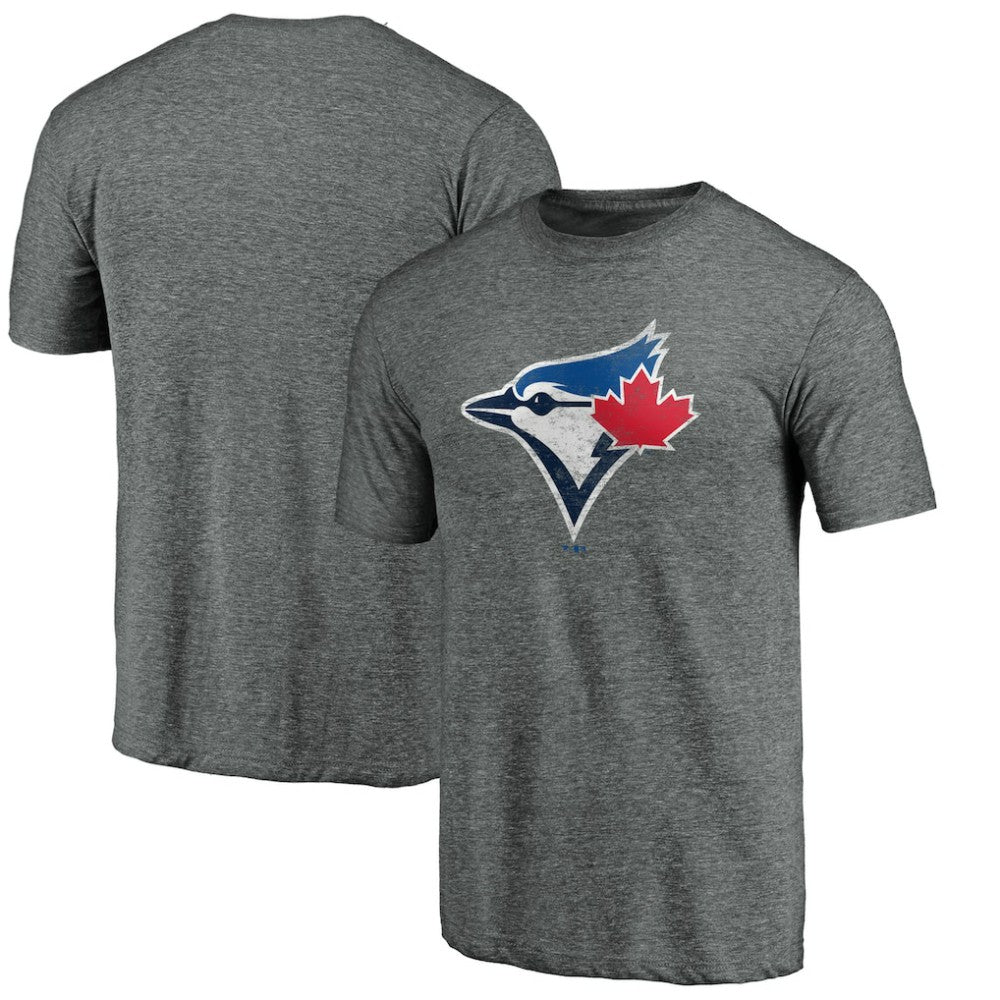 Toronto Blue Jays Weathered Official Logo Tri-Blend T-Shirt Heather Gray