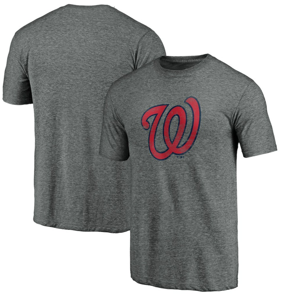 Washington Nationals Weathered Official Logo Tri-Blend T-Shirt Heather Gray