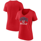Washington Nationals Women's Victory Script V-Neck T-Shirt Red
