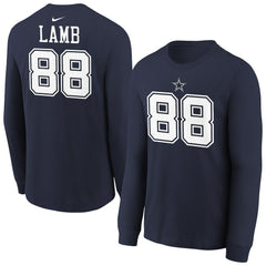 CeeDee Lamb Dallas Cowboys Youth Player Name & Number Long Sleeve T-Shirt - Navy discount