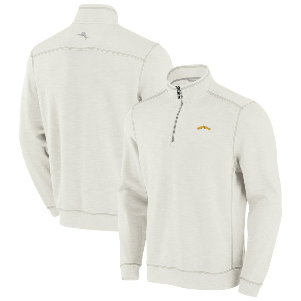 San Diego Padres Tommy Bahama Sport Tobago Bay Tri-Blend Half-Zip Sweatshirt Cream