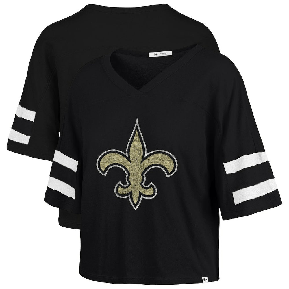 New Orleans Saints '47 Women's Premier Scout Cropped V-Neck T-Shirt - Black online