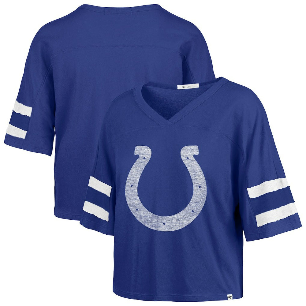Indianapolis Colts '47 Women's Premier Scout Cropped V-Neck T-Shirt - Royal sale