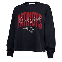 New England Patriots '47 Women's Muse Sydney Long Sleeve Cropped T-Shirt - Navy for sale