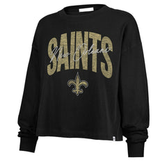 New Orleans Saints '47 Women's Muse Sydney Long Sleeve Cropped T-Shirt - Black discount