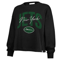 New York Jets '47 Women's Muse Sydney Long Sleeve Cropped T-Shirt - Black on sale