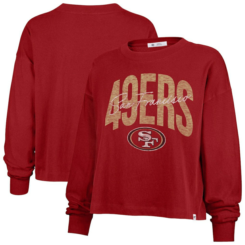 San Francisco 49ers '47 Women's Muse Sydney Long Sleeve Cropped T-Shirt - Scarlet cheap