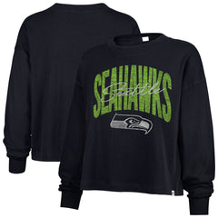 Seattle Seahawks '47 Women's Muse Sydney Long Sleeve Cropped T-Shirt - College Navy online