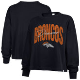Denver Broncos '47 Women's Muse Sydney Long Sleeve Cropped T-Shirt - Navy on sale