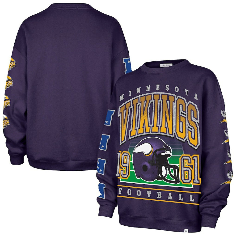 Minnesota Vikings '47 Women's Go Big Oversized Pullover Sweatshirt - Purple outlet