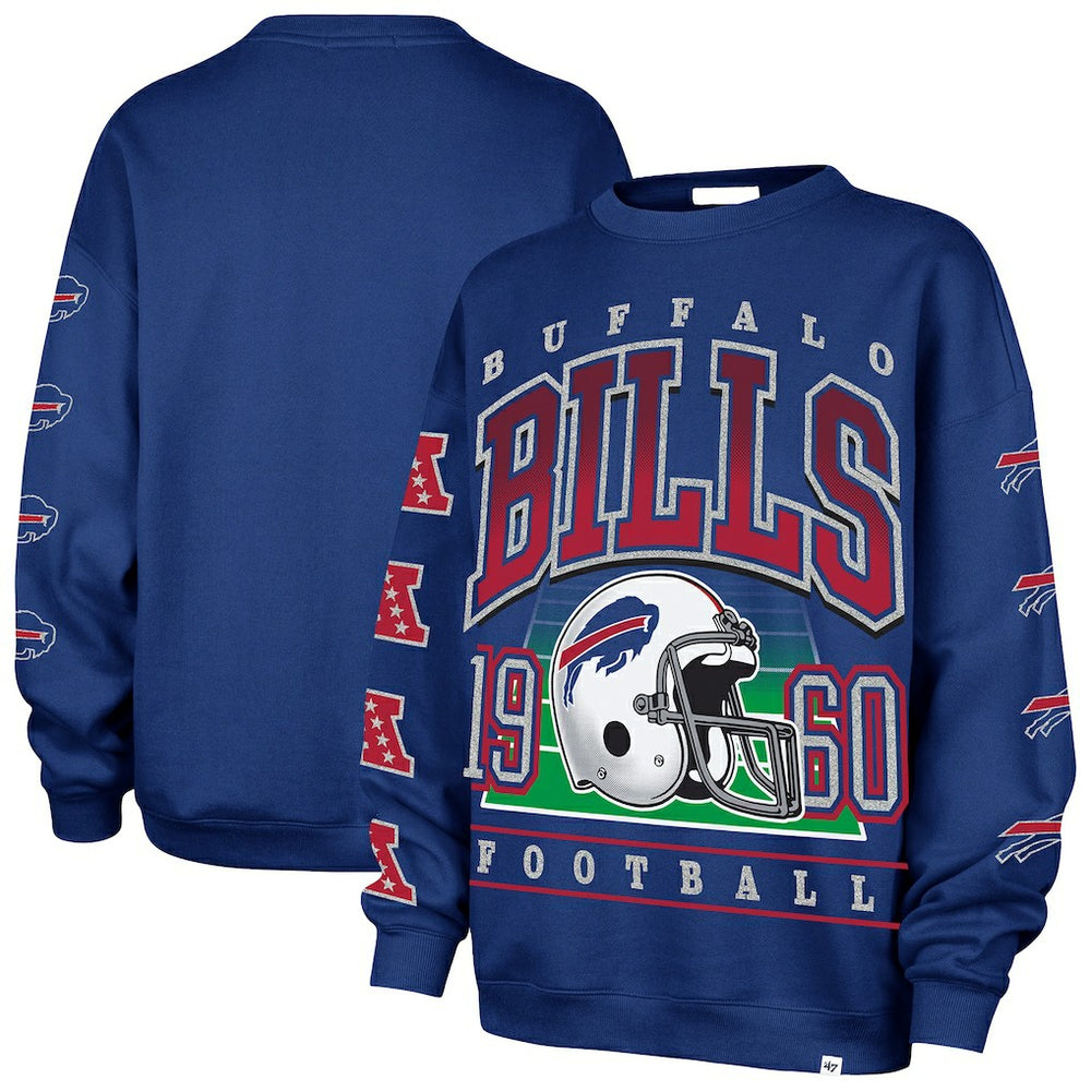 Buffalo Bills '47 Women's Go Big Oversized Pullover Sweatshirt - Royal outlet