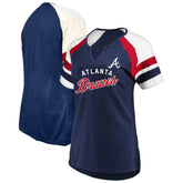 Atlanta Braves Profile Women's Arched Notch Neck T-Shirt Navy