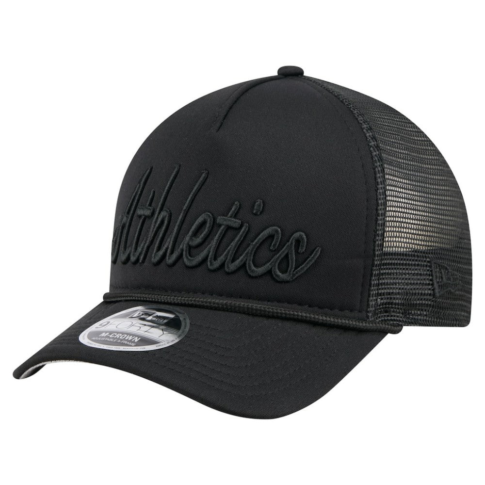 Athletics City Initial 9FORTY A-Frame M-Crown Adjustable Trucker Hat Black