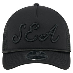 Seattle Mariners City Initial 9FORTY A-Frame M-Crown Adjustable Trucker Hat Black
