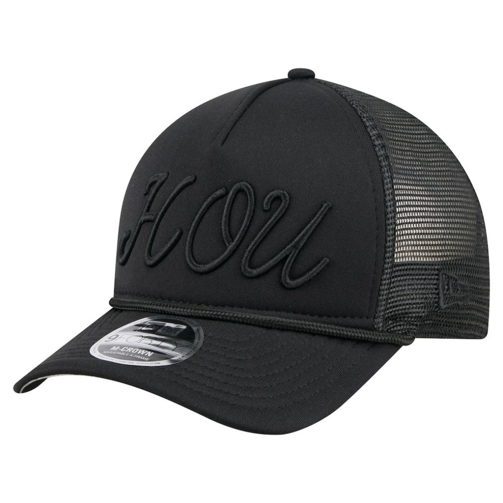 Houston Astros City Initial 9FORTY A-Frame M-Crown Adjustable Trucker Hat Black