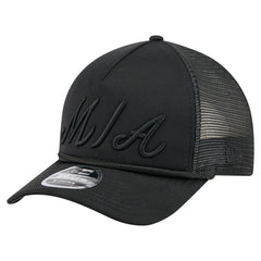 Miami Marlins City Initial 9FORTY A-Frame M-Crown Adjustable Trucker Hat Black