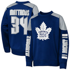 Auston Matthews Toronto Maple Leafs Outerstuff Youth Best Defense Name & Number Crewneck Sweatshirt - Blue Sweatshirts
