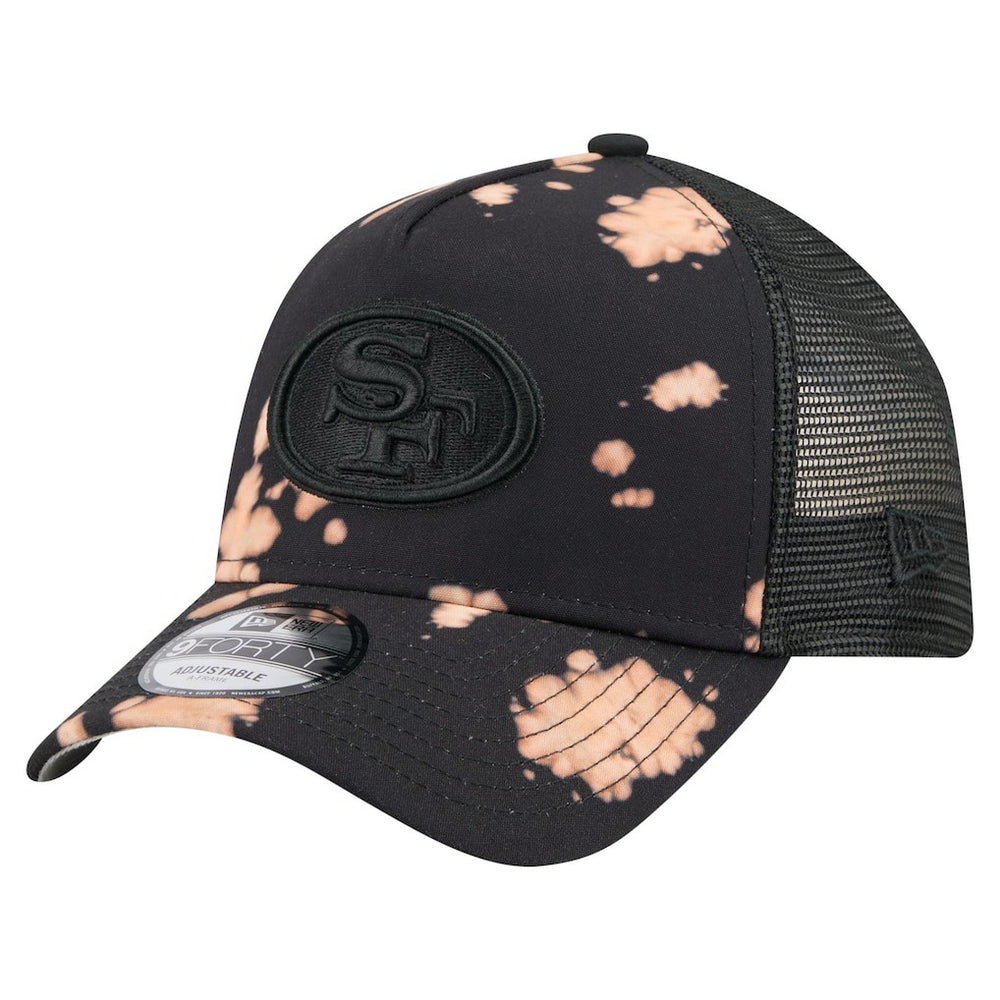 San Francisco 49ers New Era Bleached 9FORTY A-Frame Adjustable Hat - Black cheap