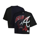 Atlanta Braves Women's Upcycled Colorblocked Boxy Cropped T-Shirt Navy