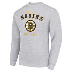 Boston Bruins Men's Starter Team Logo Fleece Pullover Sweatshirt - Heather Gray Sweatshirts