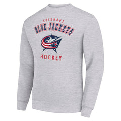 Columbus Blue Jackets Men's Starter Team Logo Fleece Pullover Sweatshirt - Heather Gray Sweatshirts