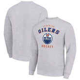 Edmonton Oilers Men's Starter Team Logo Fleece Pullover Sweatshirt - Heather Gray Sweatshirts