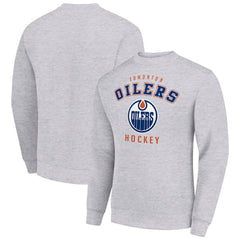Edmonton Oilers Men's Starter Team Logo Fleece Pullover Sweatshirt - Heather Gray Sweatshirts