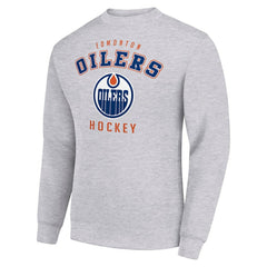 Edmonton Oilers Men's Starter Team Logo Fleece Pullover Sweatshirt - Heather Gray Sweatshirts
