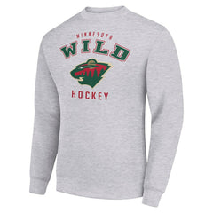 Minnesota Wild Men's Starter Team Logo Fleece Pullover Sweatshirt - Heather Gray Sweatshirts