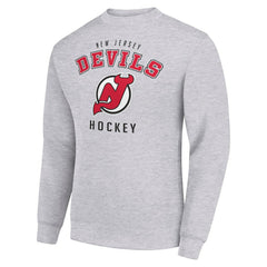New Jersey Devils Men's Starter Team Logo Fleece Pullover Sweatshirt - Heather Gray Sweatshirts