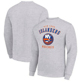 New York Islanders Men's Starter Team Logo Fleece Pullover Sweatshirt - Heather Gray Sweatshirts